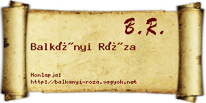 Balkányi Róza névjegykártya